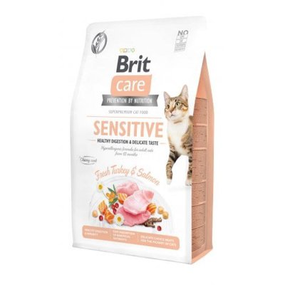 Brit Care Cat Grain-Free Sensitive - Сухий беззерновий корм з індичкою та лососем для дорослих котів з чутливим травленням 171282/0709 фото